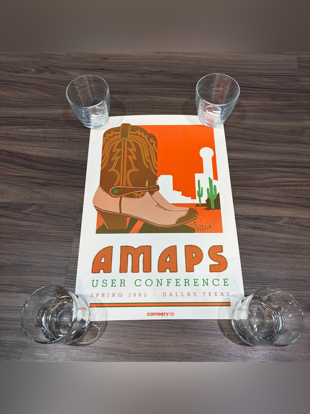 Vintage 1982 Old Computer Graphics AMAPS Conference Dallas TX Ad Poster Comserv